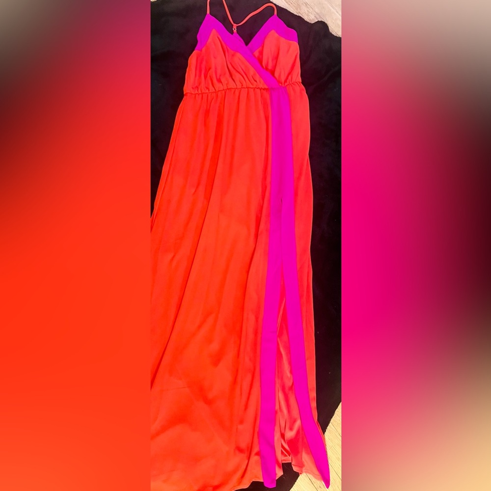 Lulu Color-Blocking Thigh-Split Dress Sz Md